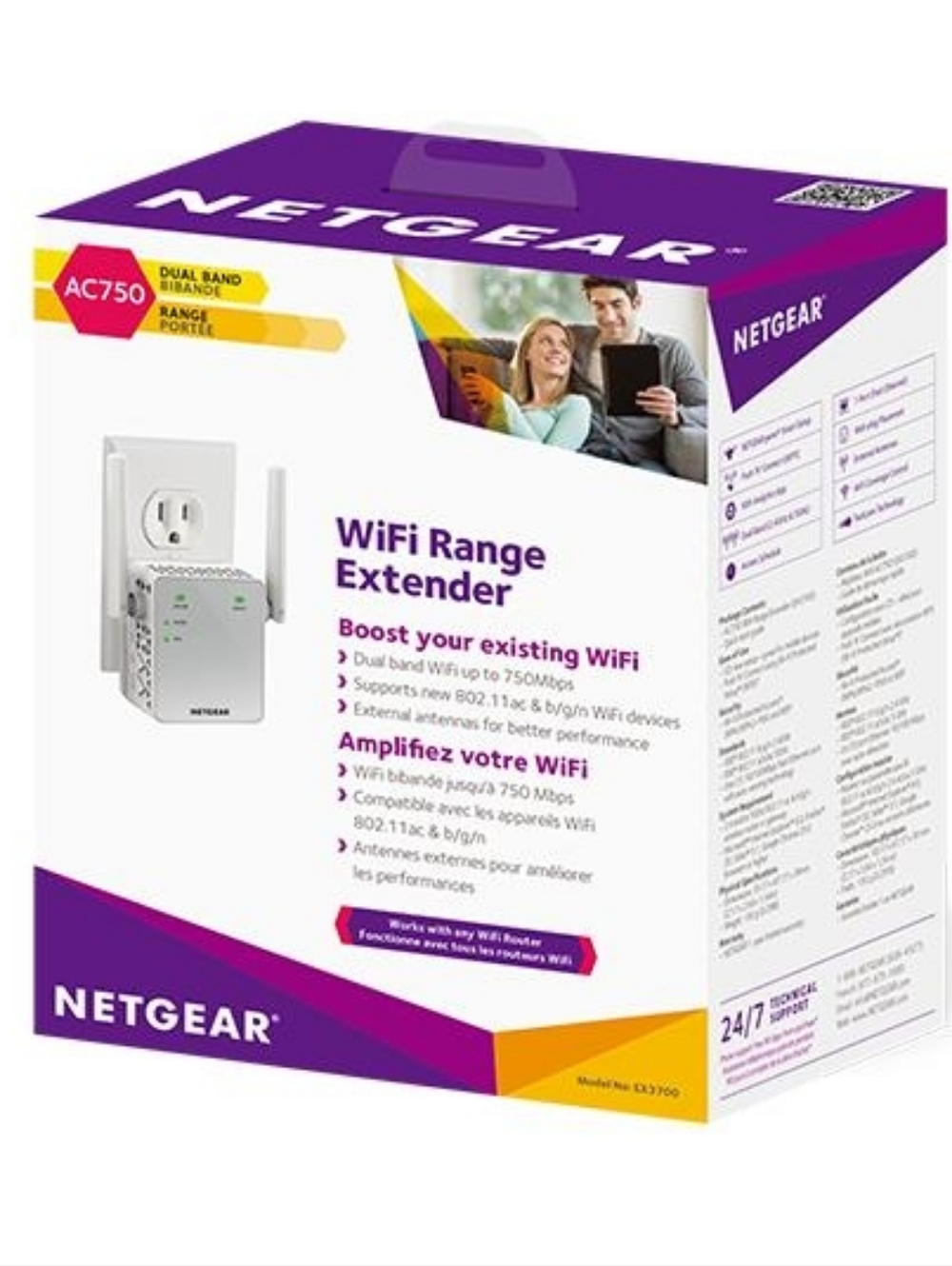 NETGEAR AC750 WiFi Range Extender (EX3700) - Essentials Edition